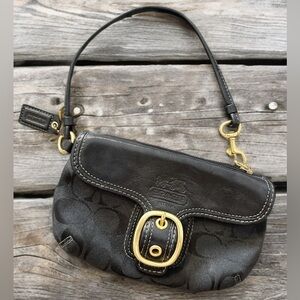 Coach Black and Gold Wristlet Clutch
